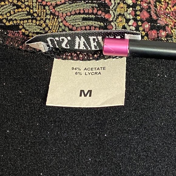 U.S. Wear Long Sleeve Paisley Metallic Side Slit Tunic Cardigan Black Tan Green - Picture 12 of 13